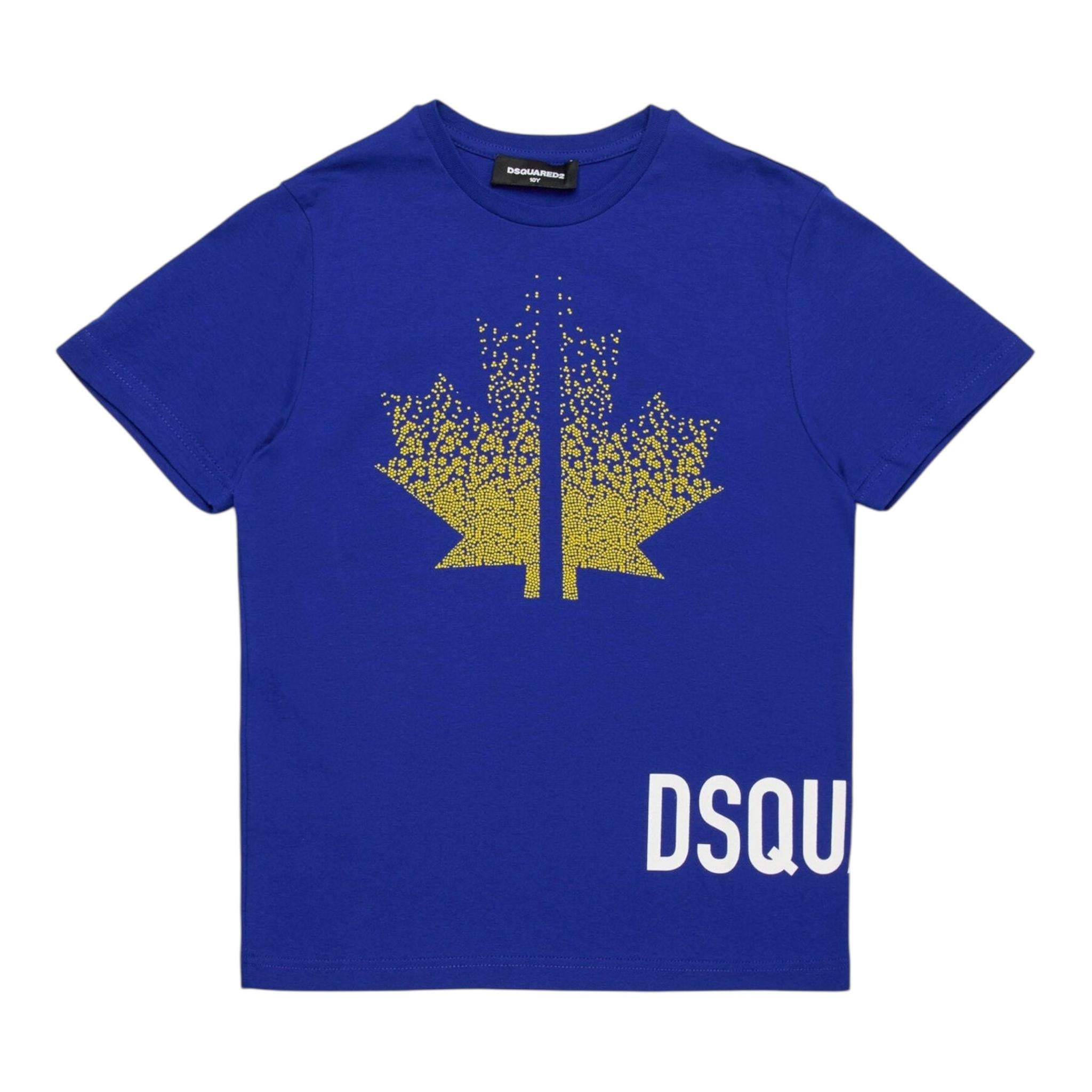 DSQUARED2 t-shirts girocollo tinta unita con stampa in contrasto Blu per Bambino DQ2537XX BLU DSQUARED2 