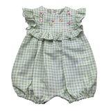 Le Bebe Pagliaccetto Mezza Manica Fantasia Quadretti per Neonata LBG6242 VERDE LE BEBE 