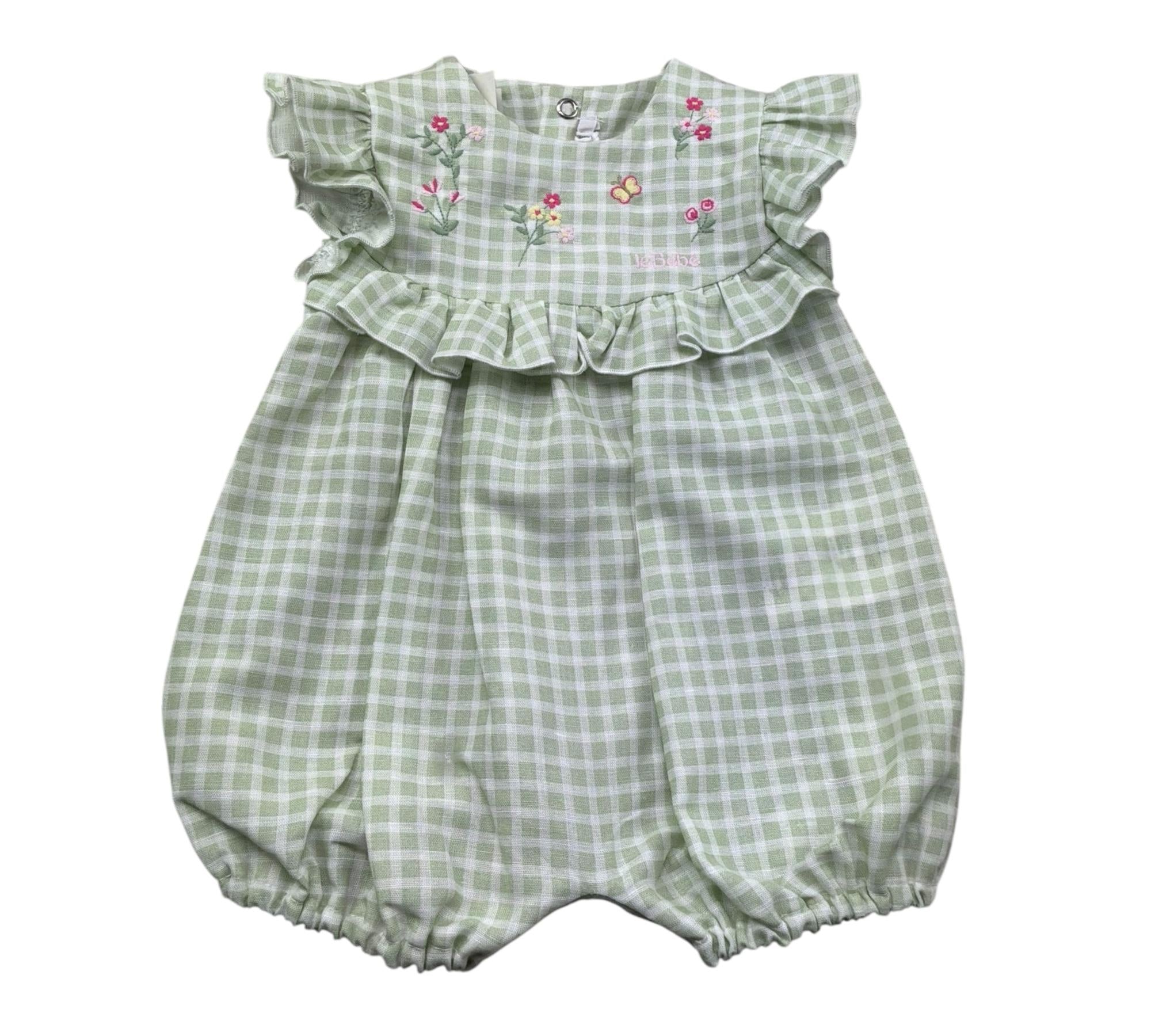 Le Bebe Pagliaccetto Mezza Manica Fantasia Quadretti per Neonata LBG6242 VERDE LE BEBE 