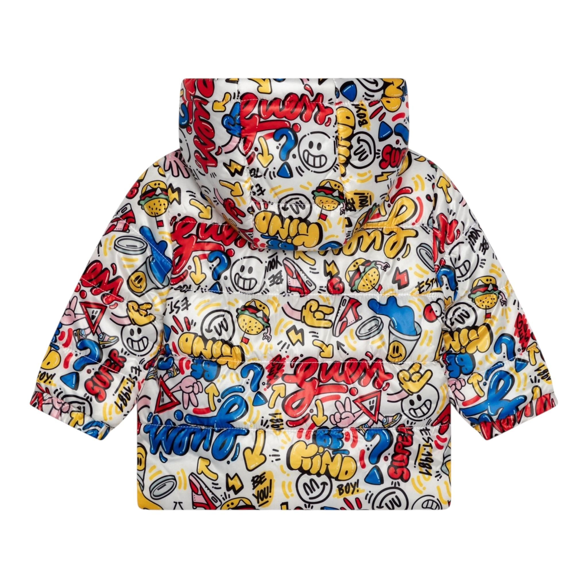 Guess Giubbino Tinta Unita con Zip E Cappuccio per Neonato I4YL00WEGY0 BIANCO GUESS 