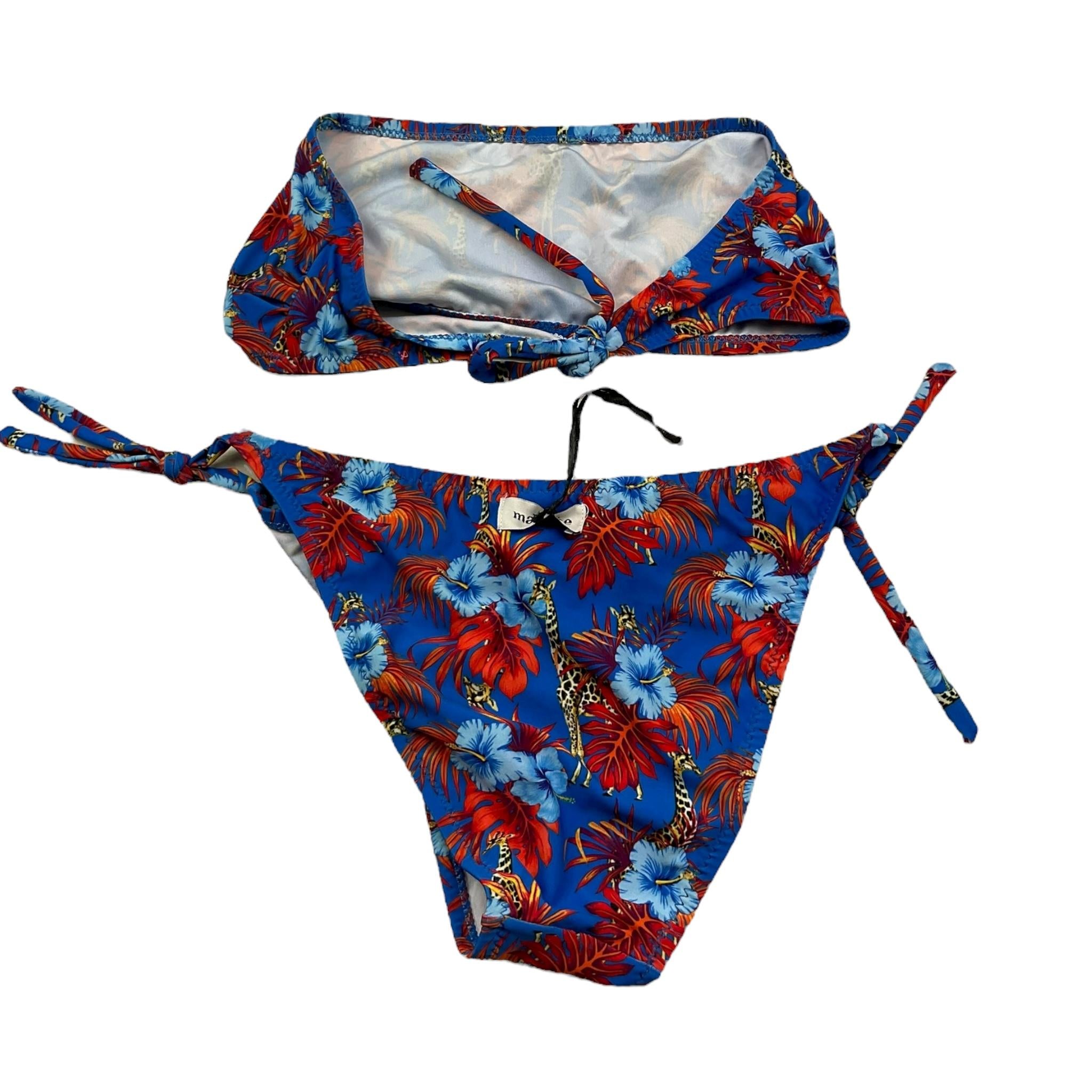 Matinée Costume 2 Pezzi Slip-Fascia Tinta Unita con Fantasia per Bambina CC1018 BLU MATINÉE 