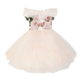 Monnalisa Abito Cerimonia Tinta Unita con Fiori per Bambina 779903 BIANCO MONNALISA 