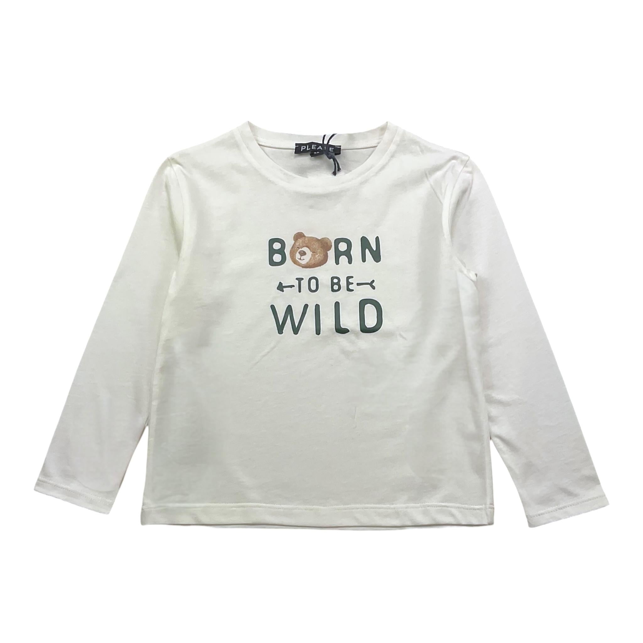 PLEASE shirt girocollo tinta unita con stampa Bianco per Bambino ML51030B65J BIANCO PLEASE 
