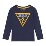 Guess Shirt Girocollo Tinta Unita con Stampa per Neonato N84I24K8HM0 BLU GUESS 