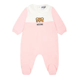 Moschino Tutina Bicolore con Stampa per Neonata MUY07F ROSA MOSCHINO 