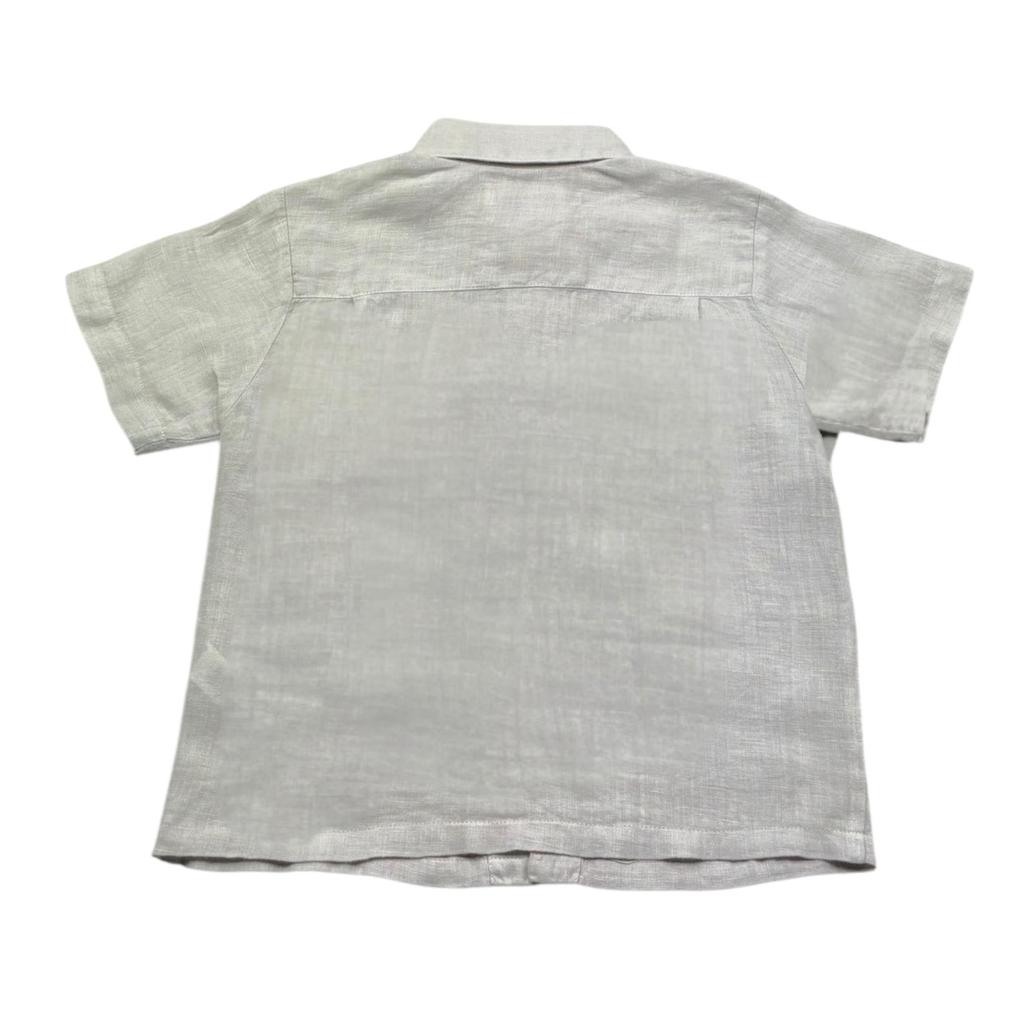 Saint Barth Camicia Tinta Unita con Logo per Neonato LINENNNN BEIGE SAINT BARTH 