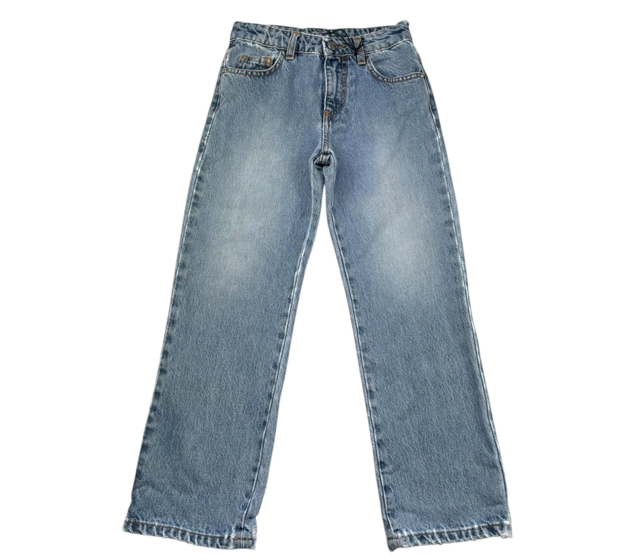 John Richmond Jeans Tinta Unita con Logo E Girovita Regolabile per Bambino RBP26059JE AZZURRO JOHN RICHMOND 
