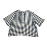 Petit Indi Camicia Tinta Unita con Fantasia A Quadri per Bambino SS25BK7133 BLU PETIT INDI 