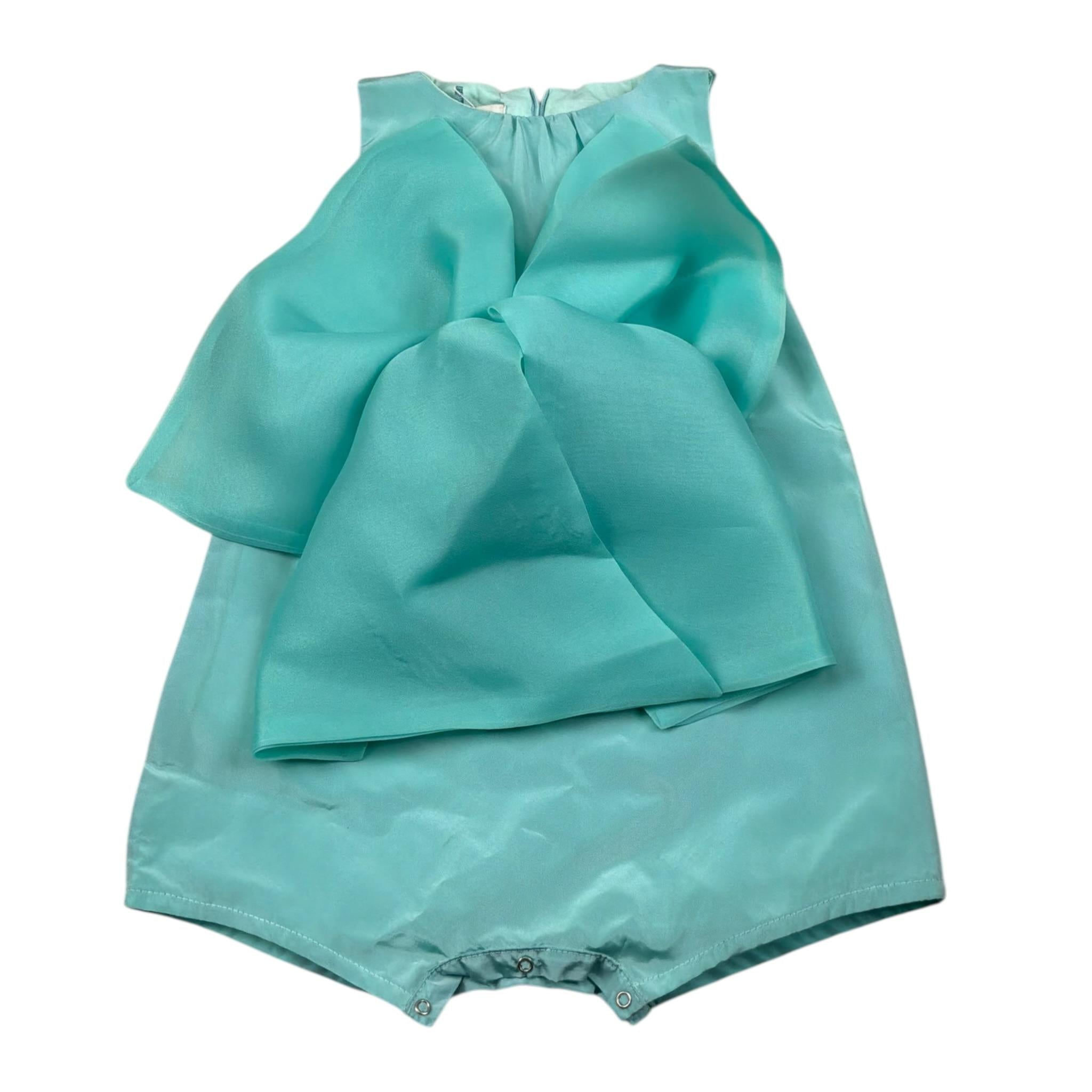 A' La Page Pagliaccetto Giromanica Tinta Unita con Fiocco per Neonata OCCHIO VERDE ACQUA A' LA PAGE 