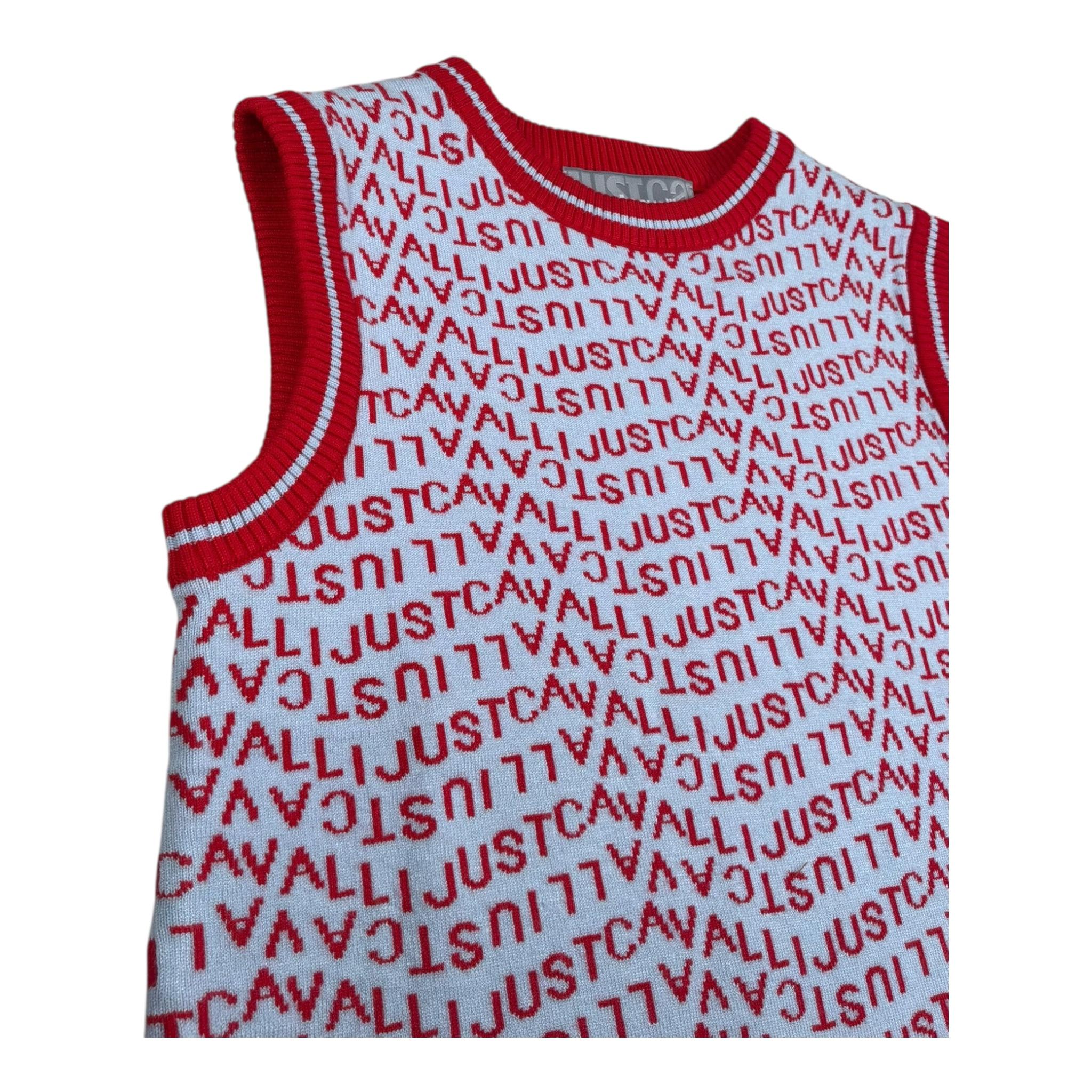 Just Cavalli Abito Giromanica Tinta Unita con Stampe Logo per Bambina JGP26154VE BIANCO JUST CAVALLI 