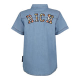 John Richmond Camicia In Denim Mezza Manica con Bottoni per Bambino RBP25158CE AZZURRO JOHN RICHMOND 