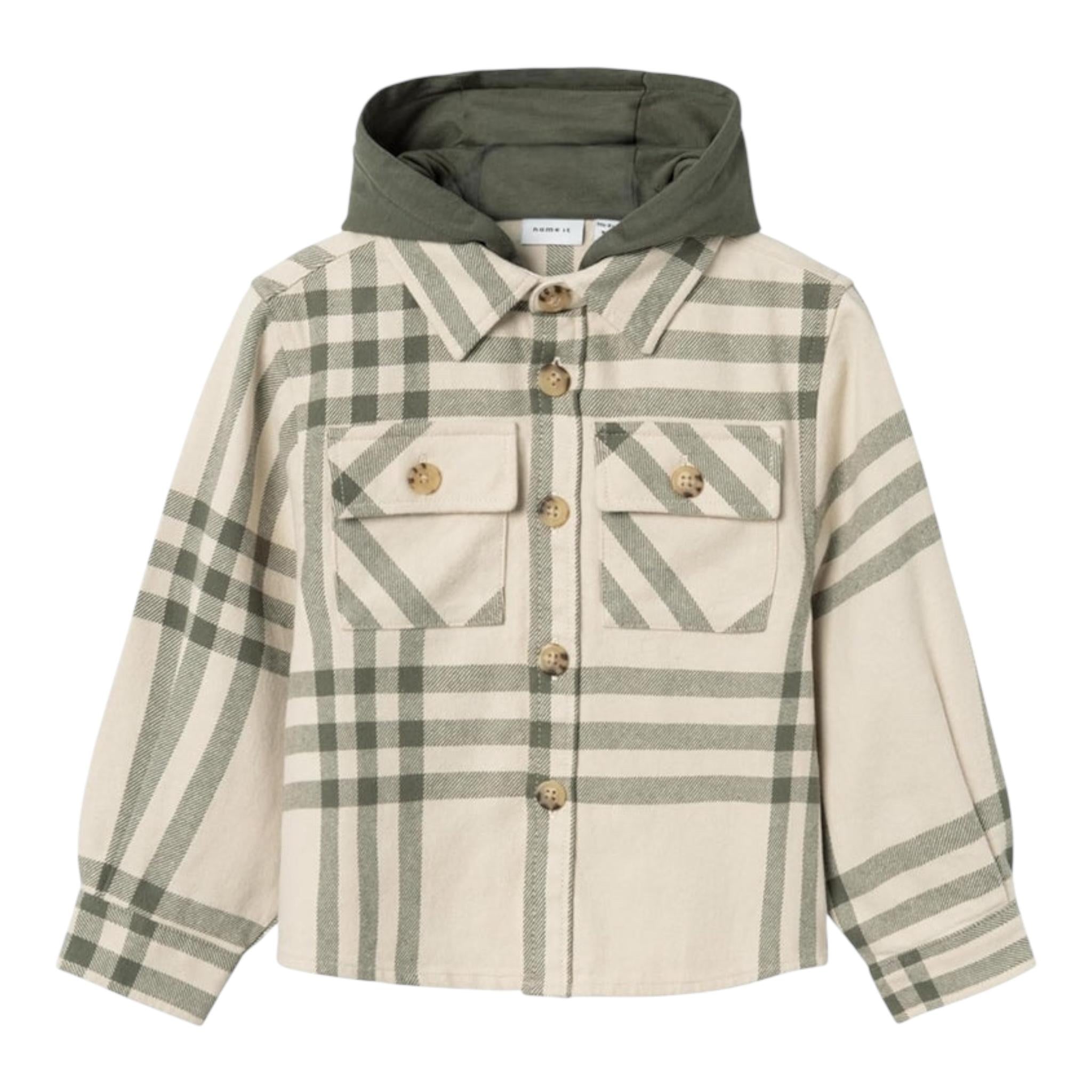 NAME IT camicia manica lunga fantasia quadri con cappuccio Beige per Neonato 13237393XN BEIGE NAME IT 