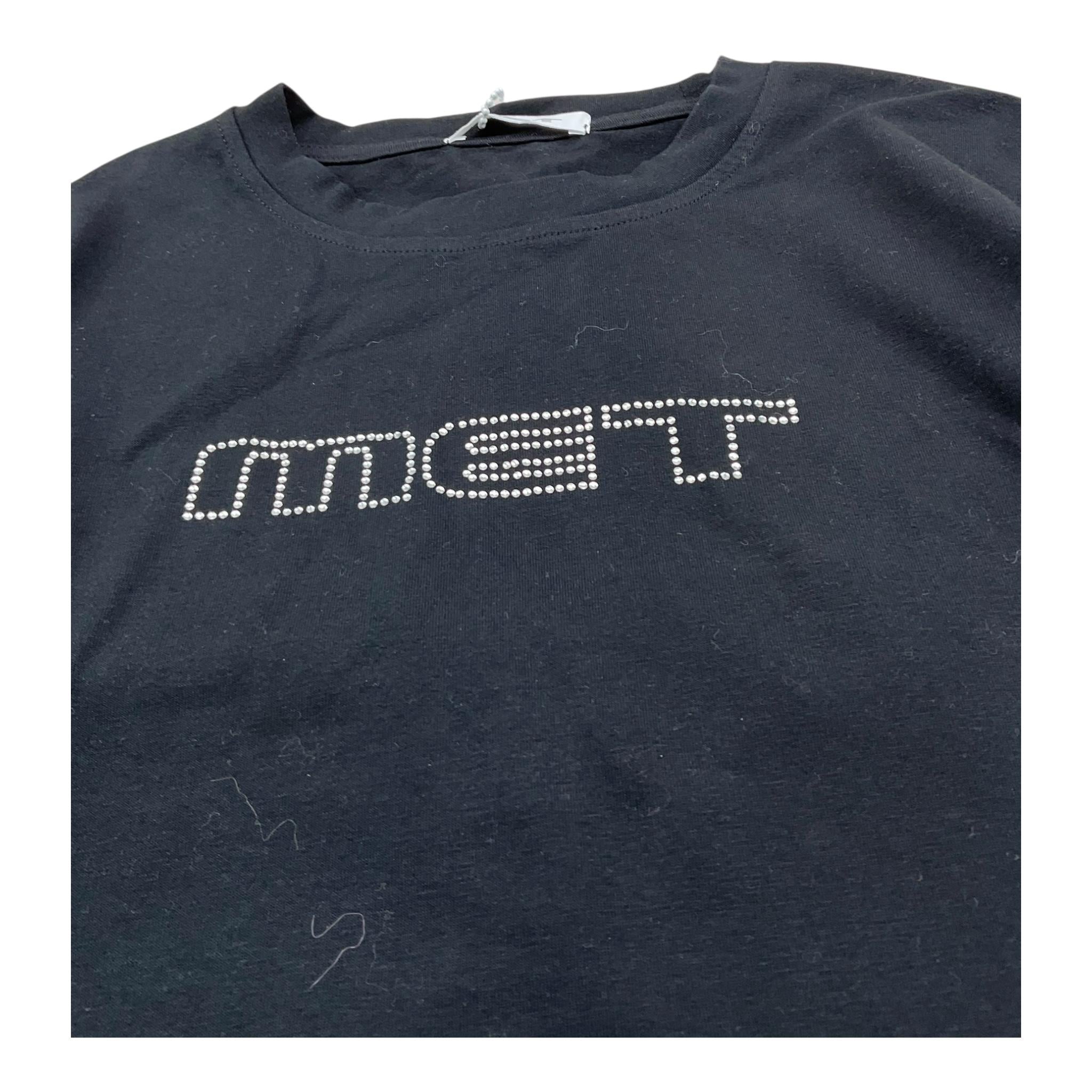 MET shirt girocollo tinta unita con brillantini Nero per Bambina ME007 NERO MET 