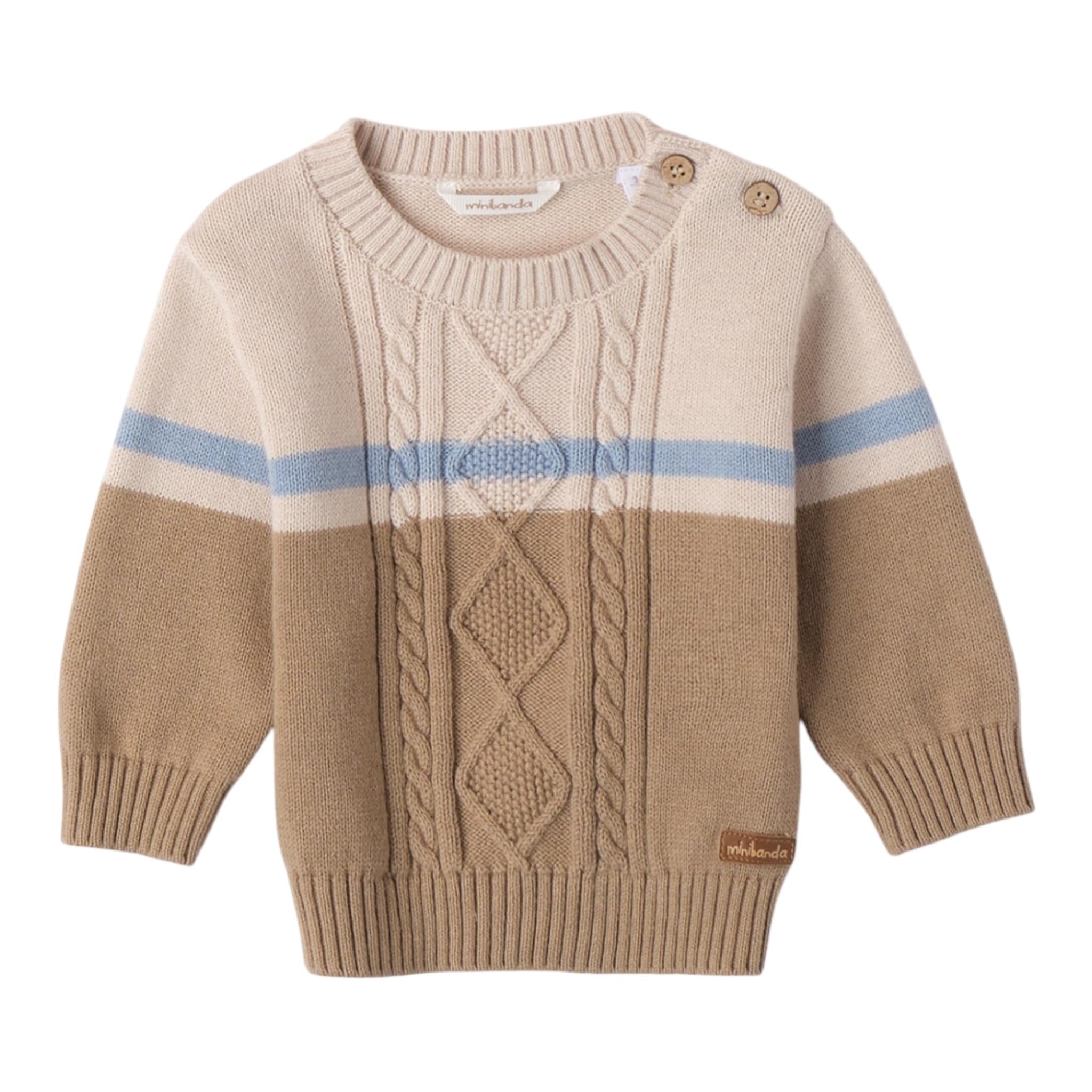 MINI BANDA maglia girocollo bicolore Beige per Neonato A670 BEIGE MINI BANDA 