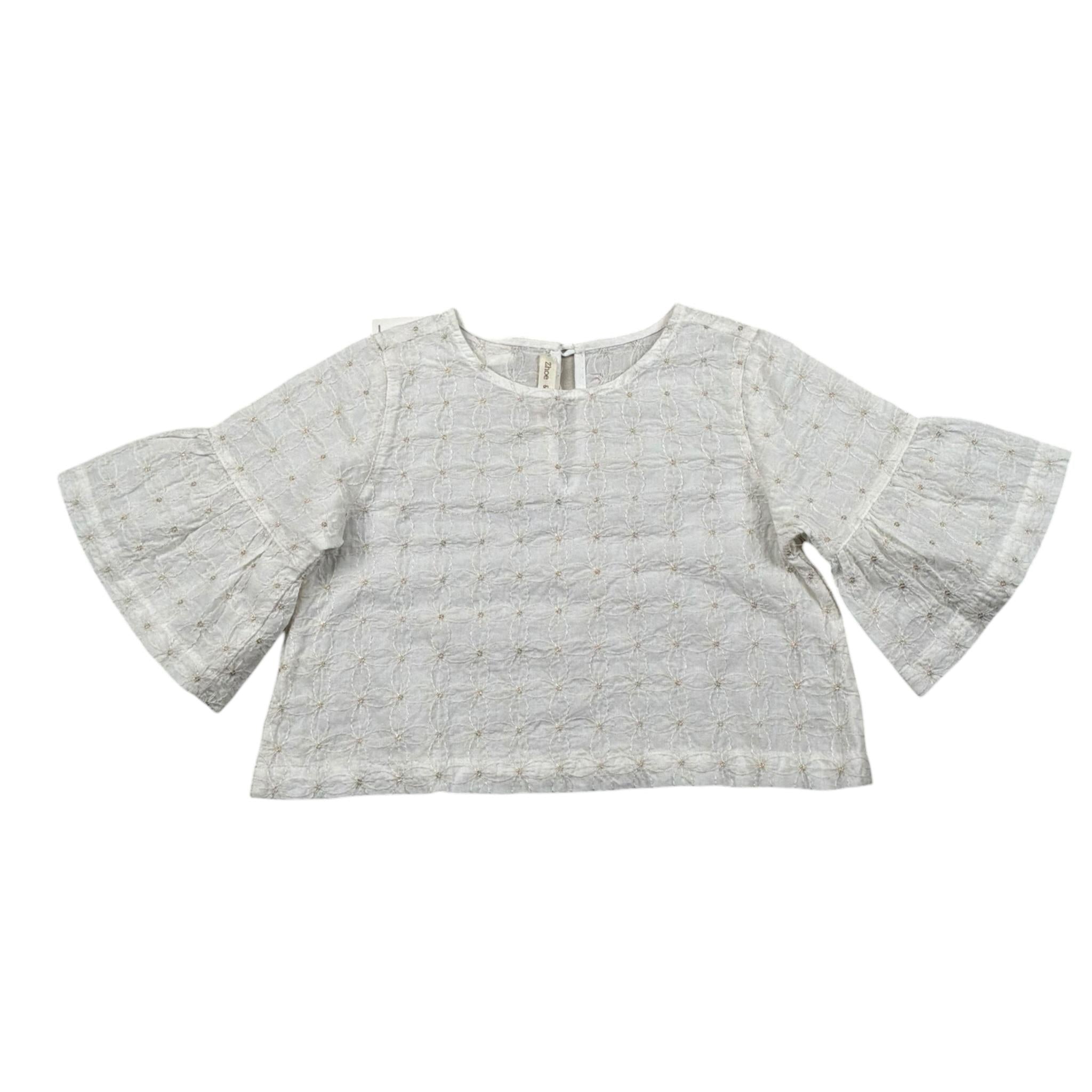 Zhoe & Tobiah Camica Mezza Manica Tinta Unita con Ricami per Bambina LYB2FJ PANNA ZHOE & TOBIAH 