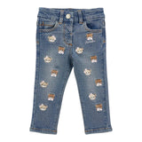 MONNALISA jeans tinta unita con applicazioni Azzurro per Neonata 39D409 AZZURRO MONNALISA 