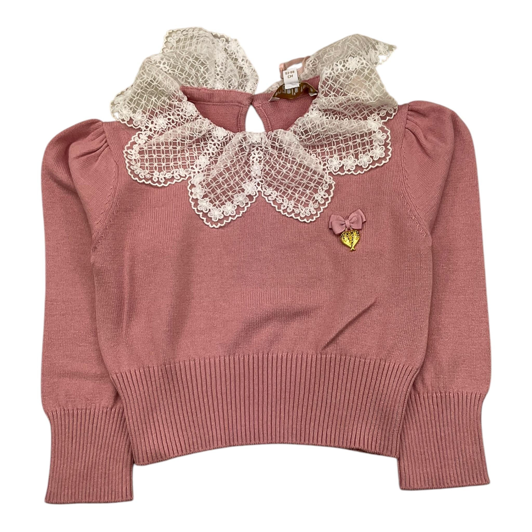 ANGEL'S FACE maglia tinta unita cn colletto ricamato Rosa per Bambina MEG ROSA ANGEL'S FACE 
