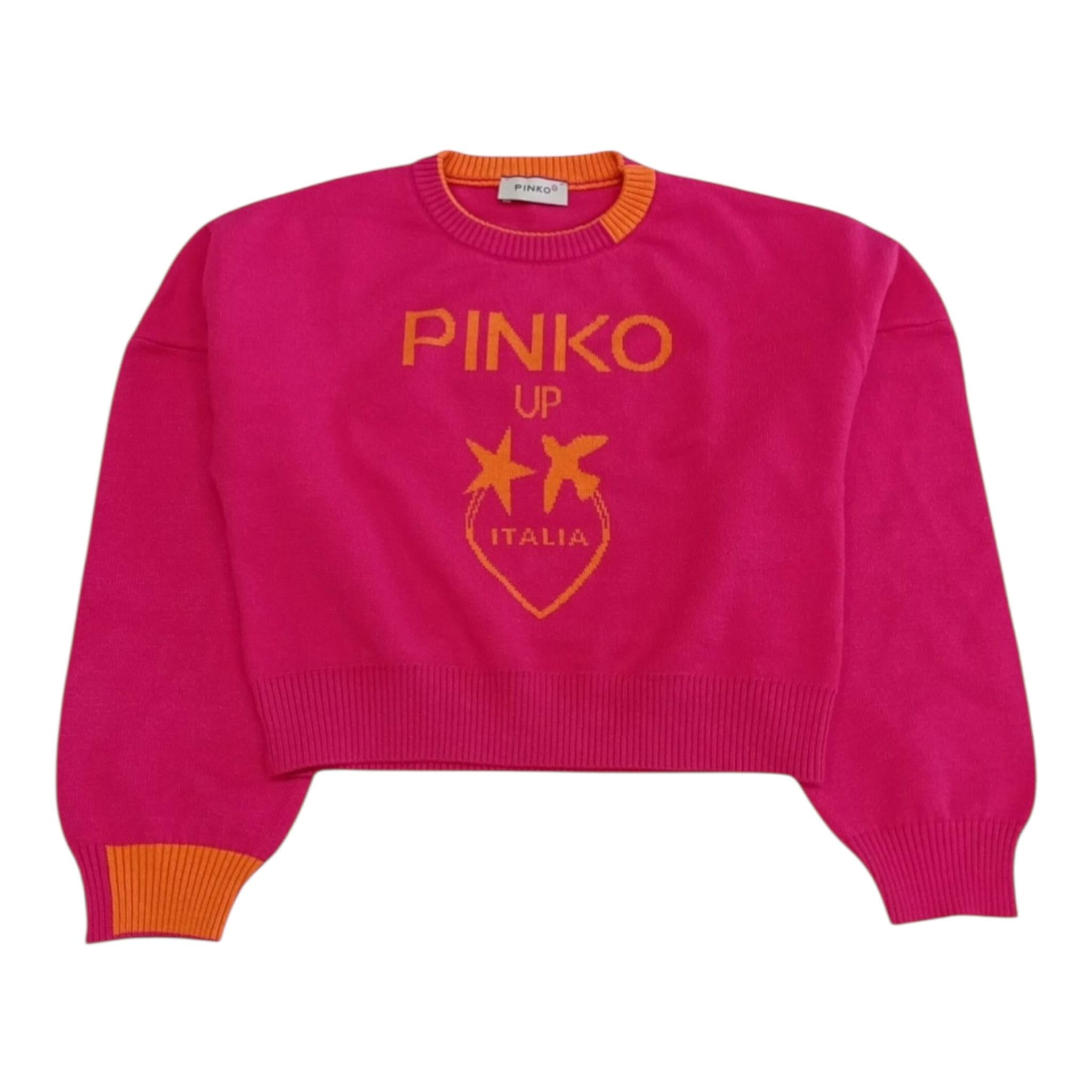 PINKO maglia tinta unita con stampa in contrasto Fuxia per Bambina F4PIBGJP108J FUXIA PINKO 