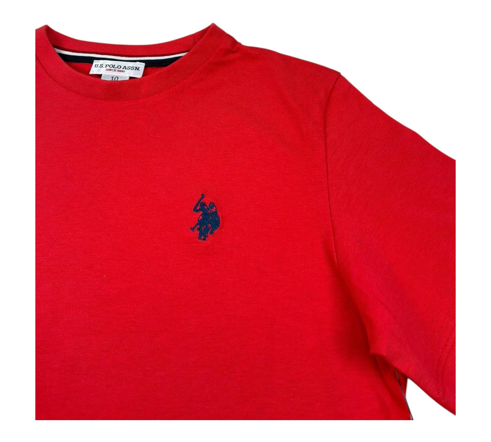 U.S. Polo Assn T-Shirt Girocollo Tinta Unita con Logo per Bambino US41554J ROSSO U.S. POLO ASSN 