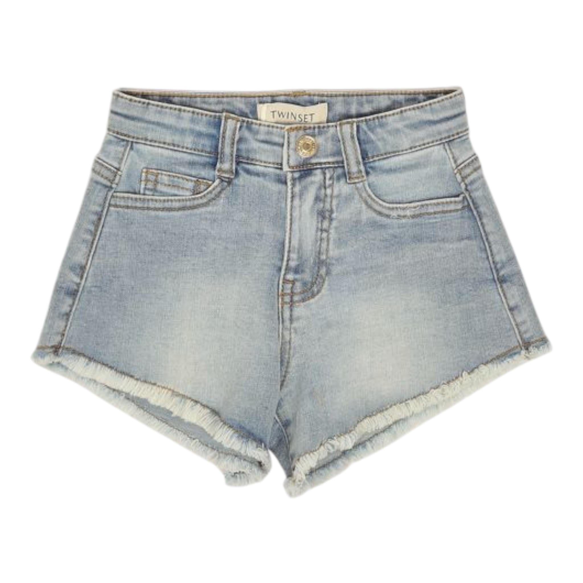 Twinset Short In Denim Tinta Unita con Girovita Regolabile per Bambina 251GJ2521XXX AZZURRO TWINSET 