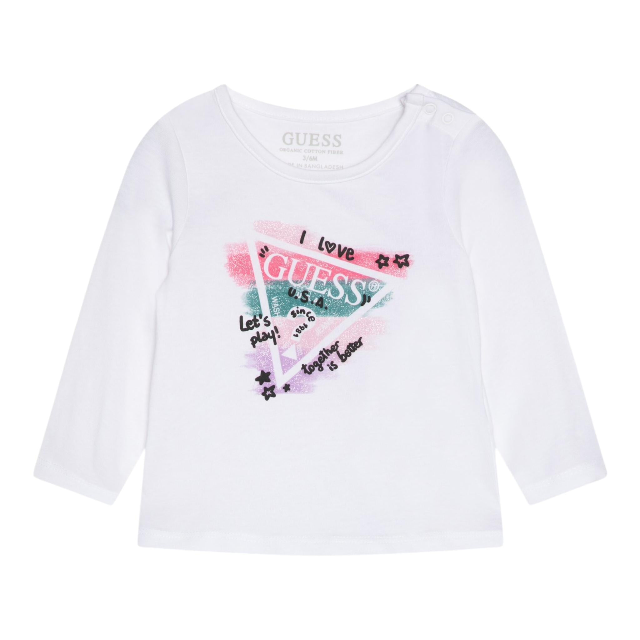 GUESS shirt girocollo tinta unita con stampa Bianco per Neonata A4RI00K6YW4 BIANCO GUESS 