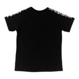 Disclaimer Schwarzes T-Shirt mit Kontrastdruck und Rundhalsausschnitt in Volltonfarbe für Jungen