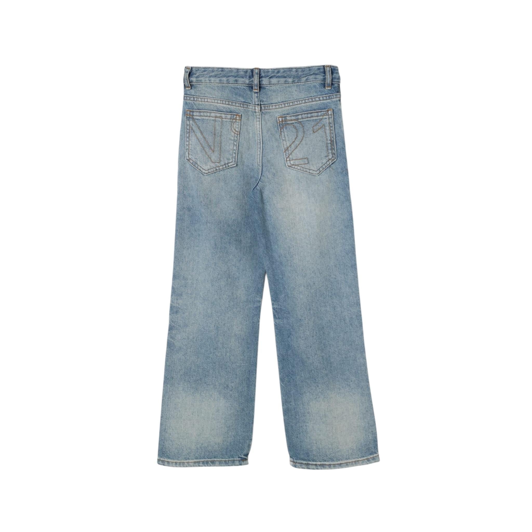 N°21 jeans tinta unita con girovita regolabile Azzurro per Bambino N21A09 AZZURRO N°21 