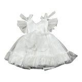 Amaya Abito Giromanica tinta unita con Tulle Bianco per Neonata 591002 BIANCO AMAYA 