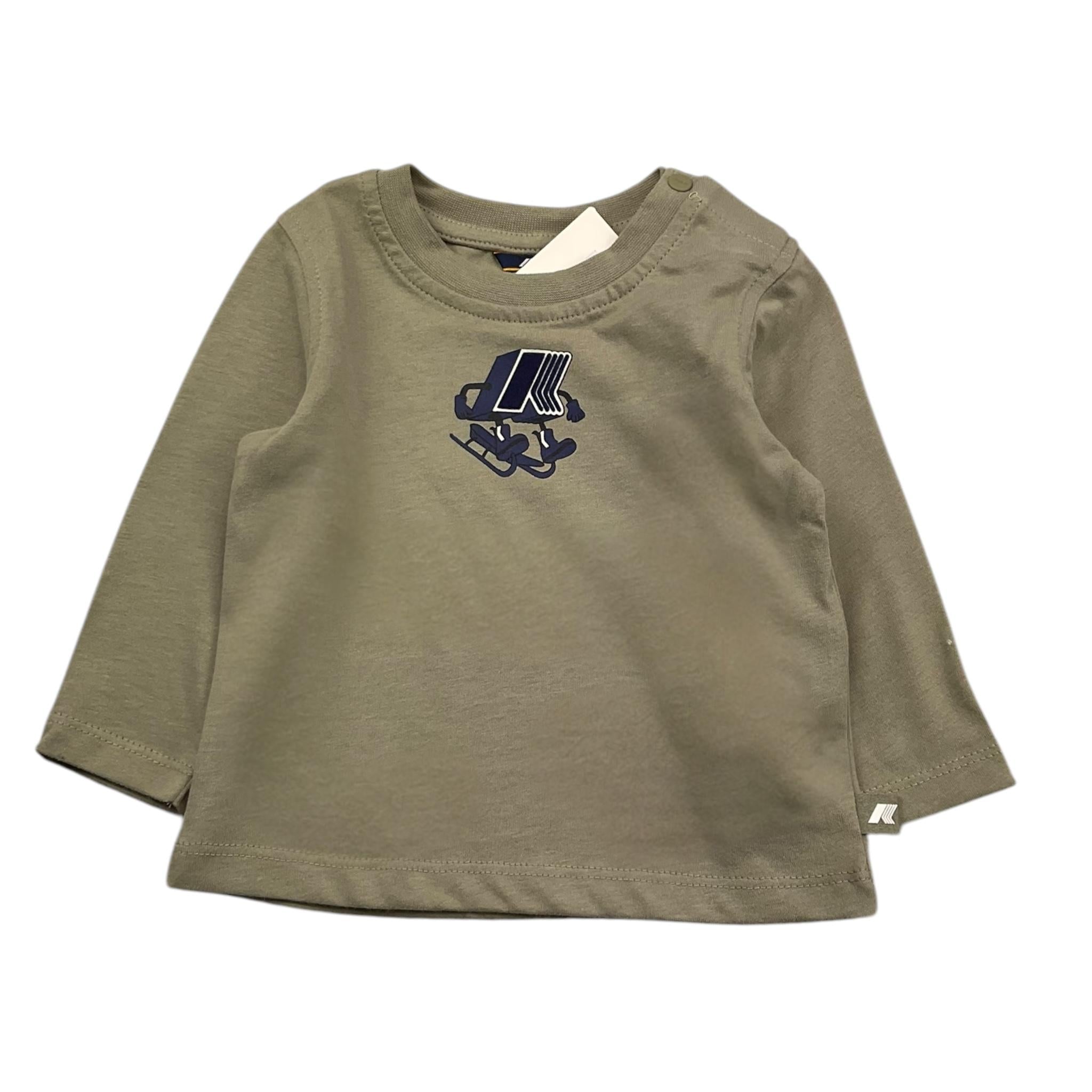 K-WAY shirt girocollo tinta unita con logo Verde per Neonato K8143CW VERDE K-WAY 