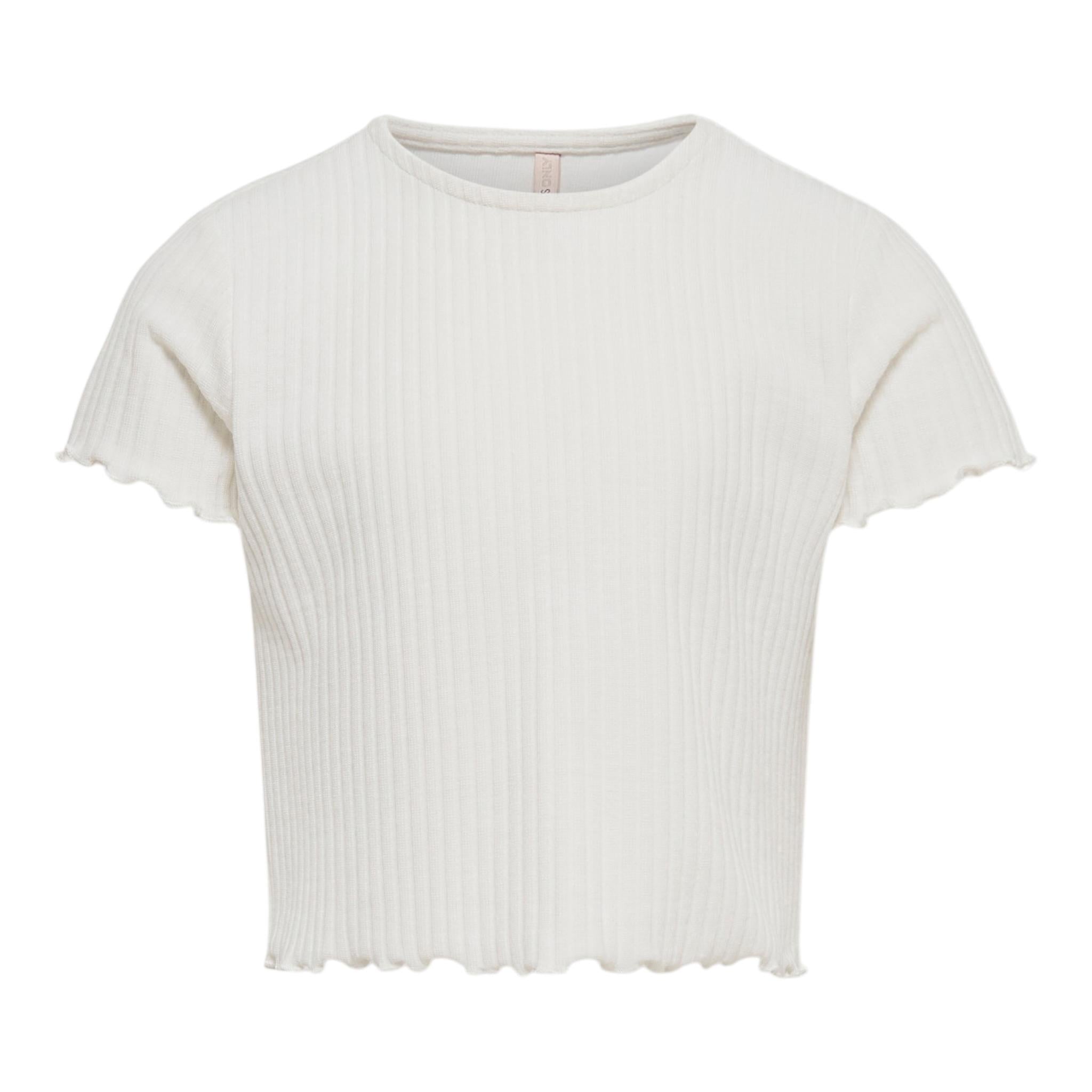 Only T-Shirt Tinta Unita Mezza Manica per Bambina 15225338 BIANCO ONLY 