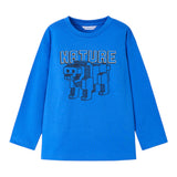 MAYORAL shirt girocollo tinta unita con stampa in contasto Cobalto per Bambino 4051J COBALTO MAYORAL 