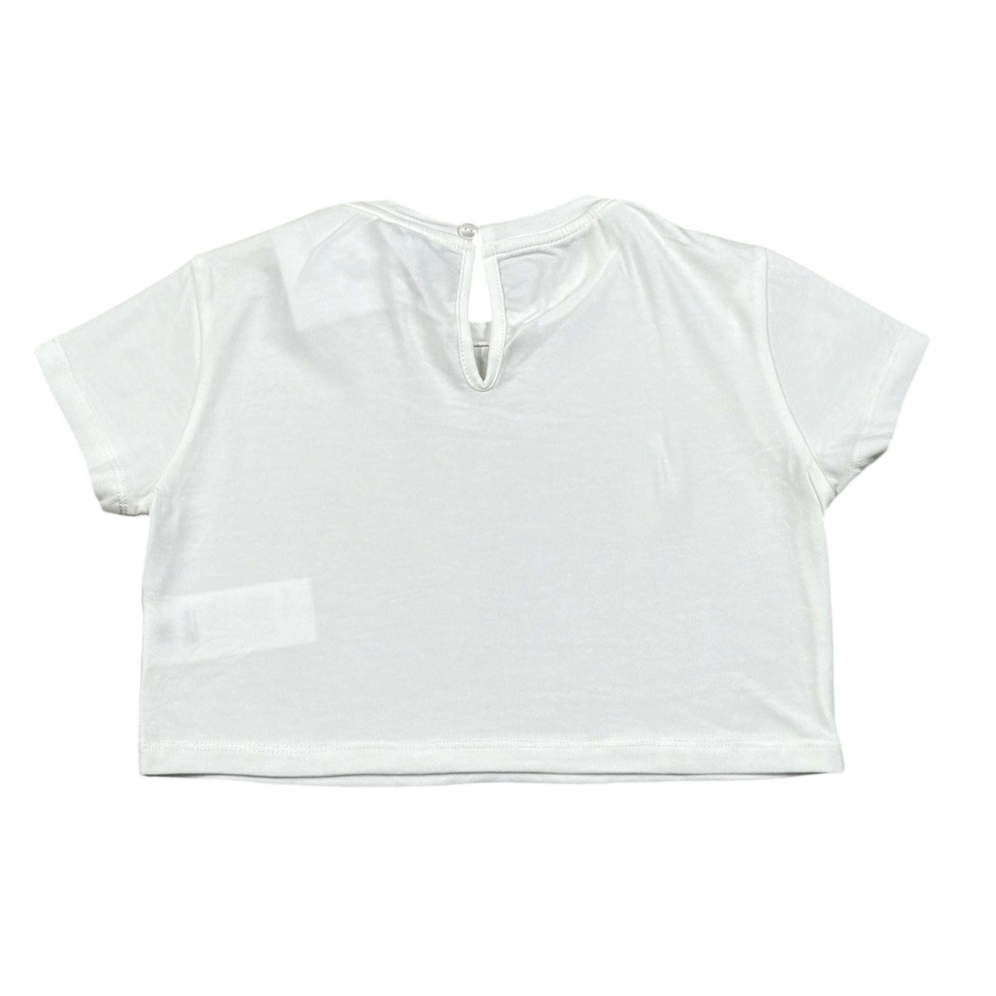 Lu Lu By Miss Grant T-Shirt Crop Tinta Unita con Brillantini per Bambina LL3615 BIANCO LU LU BY MISS GRANT 