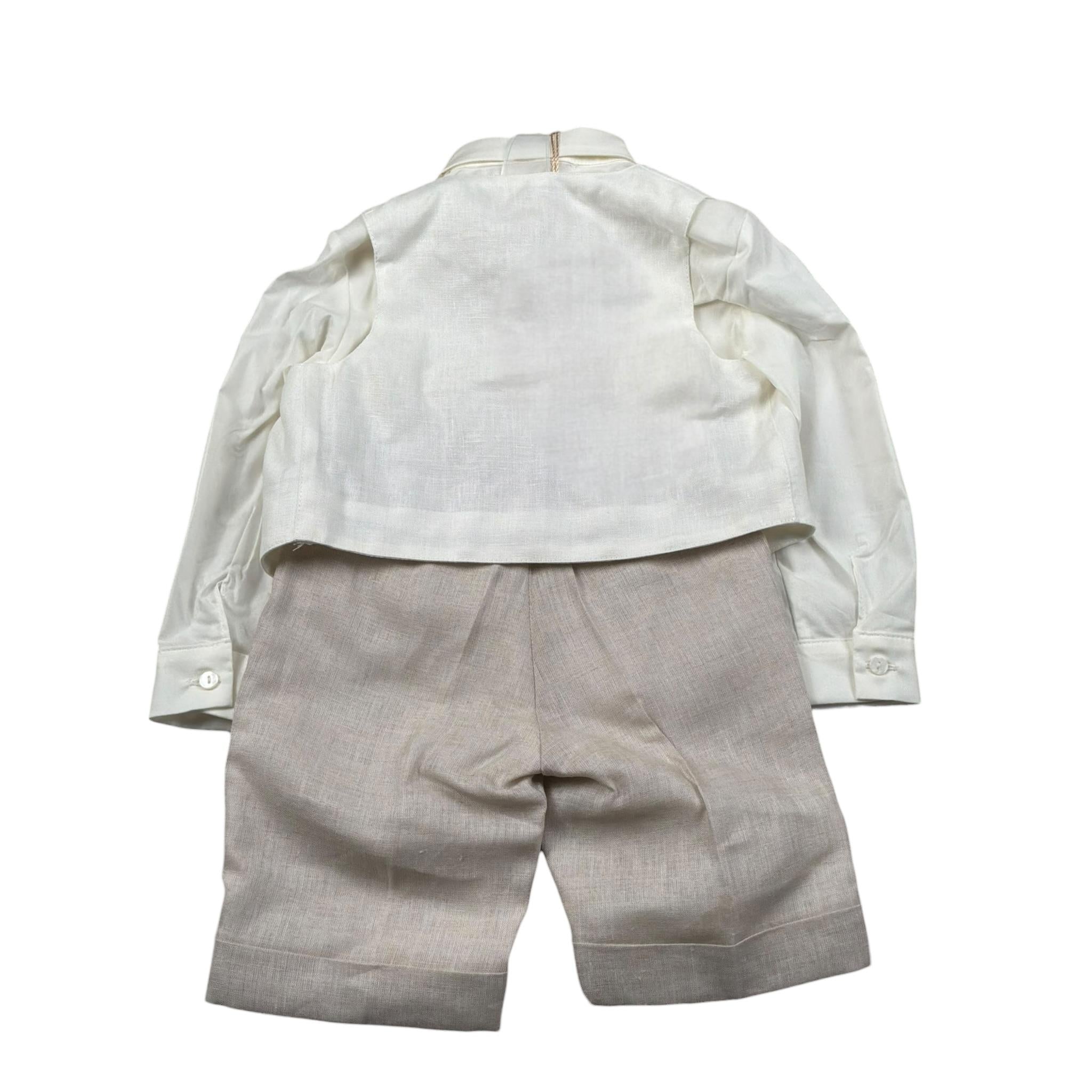 Pure Firenze Completo 4 Pezzi Camicia-Gilet-Bermuda-Papillon Panna per Neonato 11088 PANNA PURE FIRENZE 