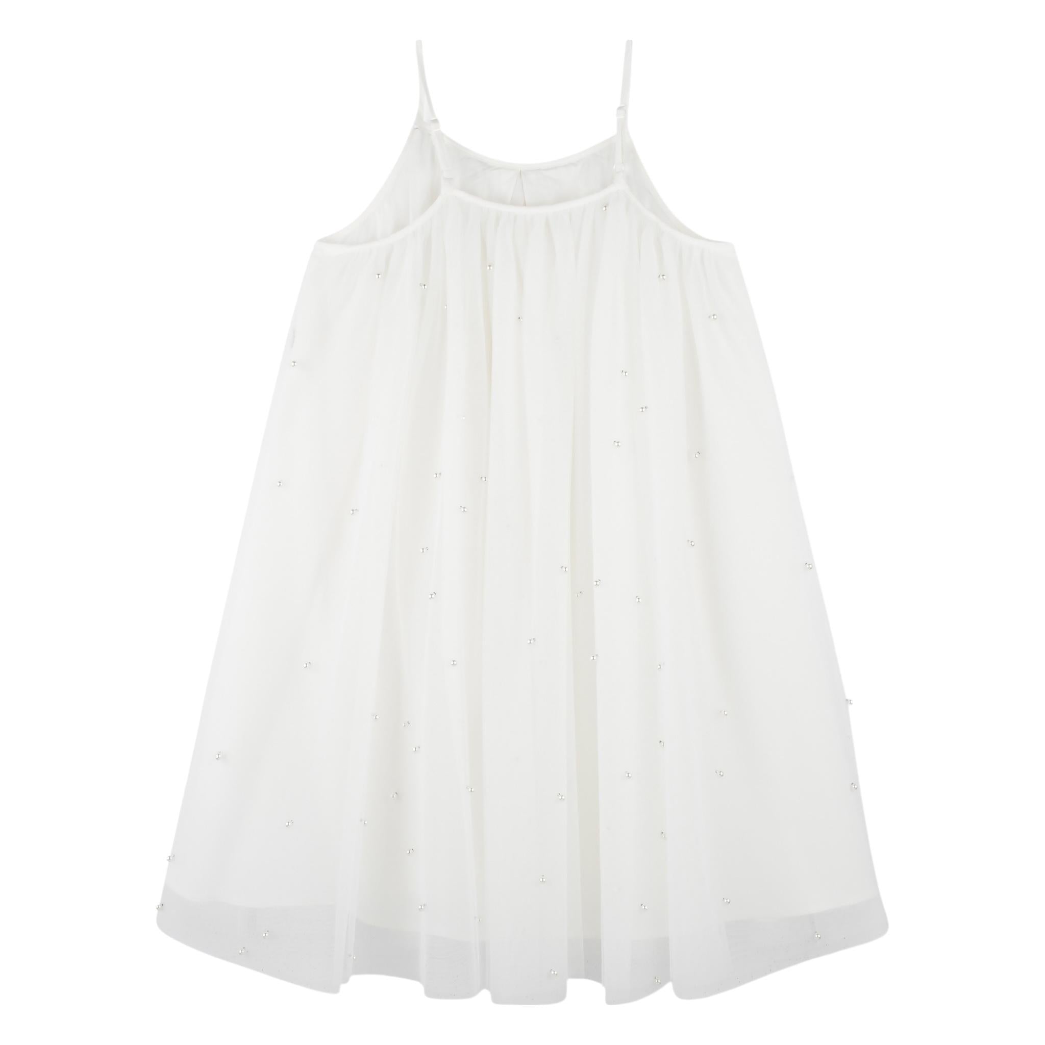 Billieblush Abito Tinta Unita A Bretelline con Tulle per Bambina U21131 BIANCO BillIEBLUSH 