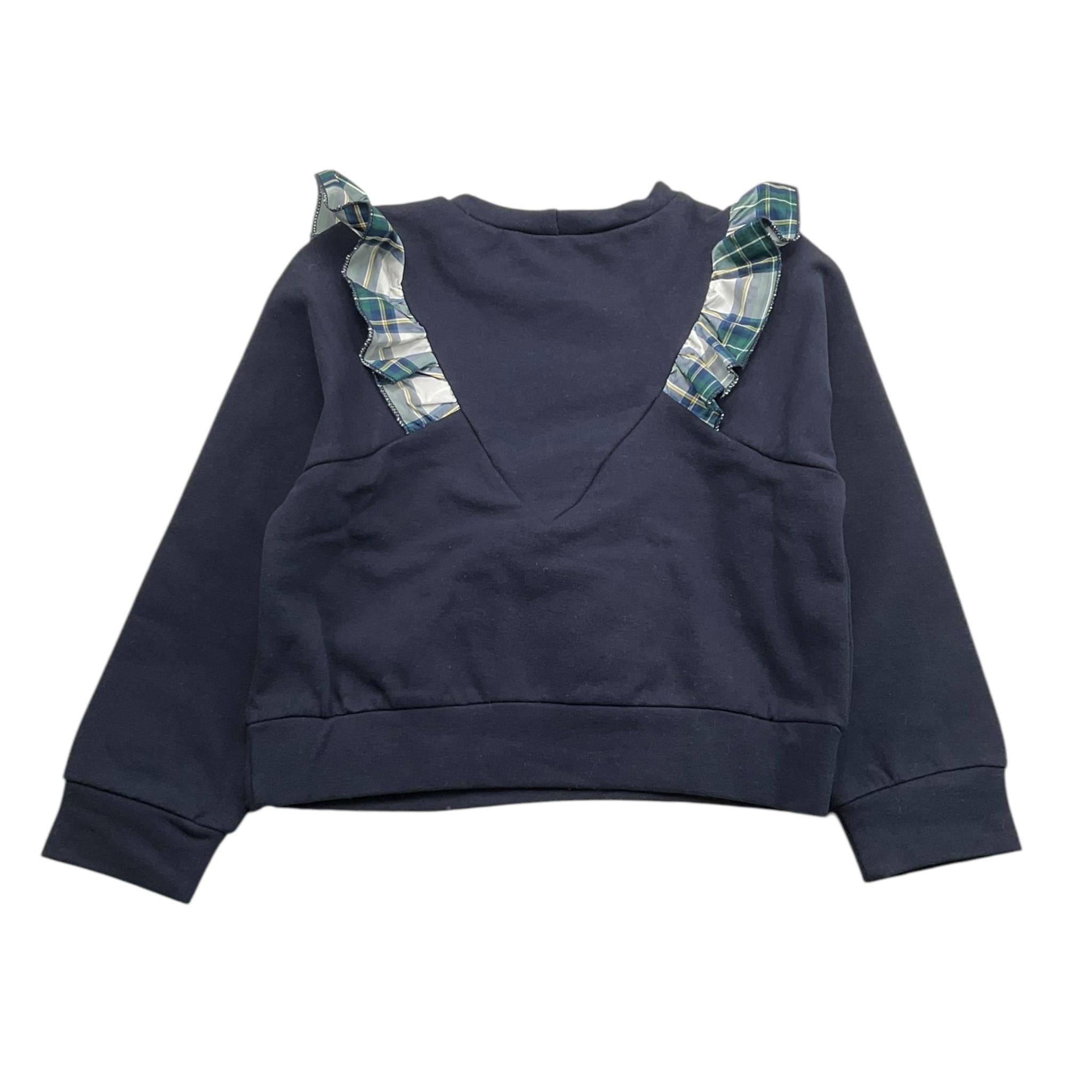 PICCOLA LUDO felpa tinta unita con rouches Blu per Bambina BS9WB046 BLU PICCOLA LUDO 