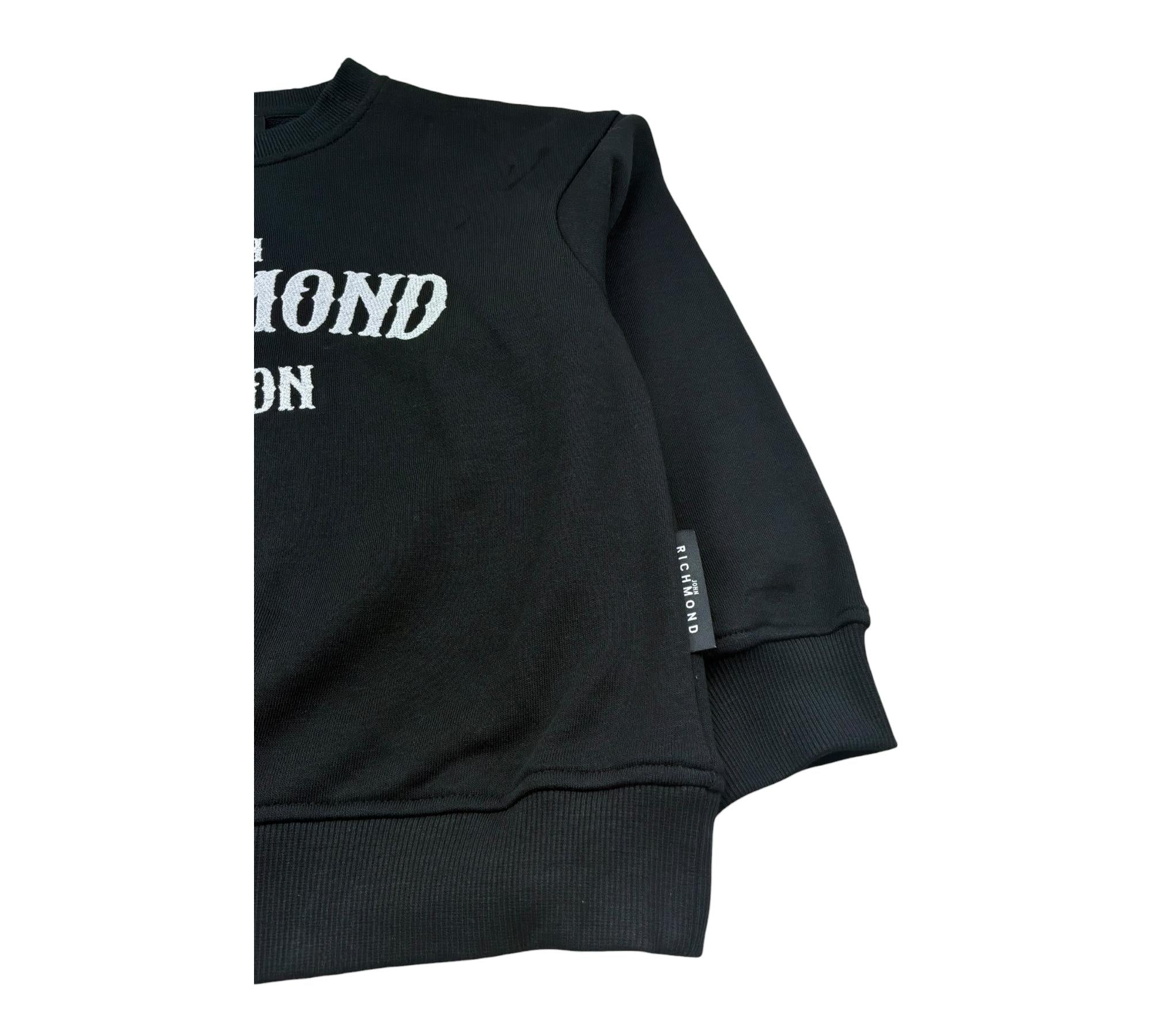John Richmond Felpa Chiusa Girocollo Tinta Unita con Logo per Bambina RGP26056FE NERO JOHN RICHMOND 