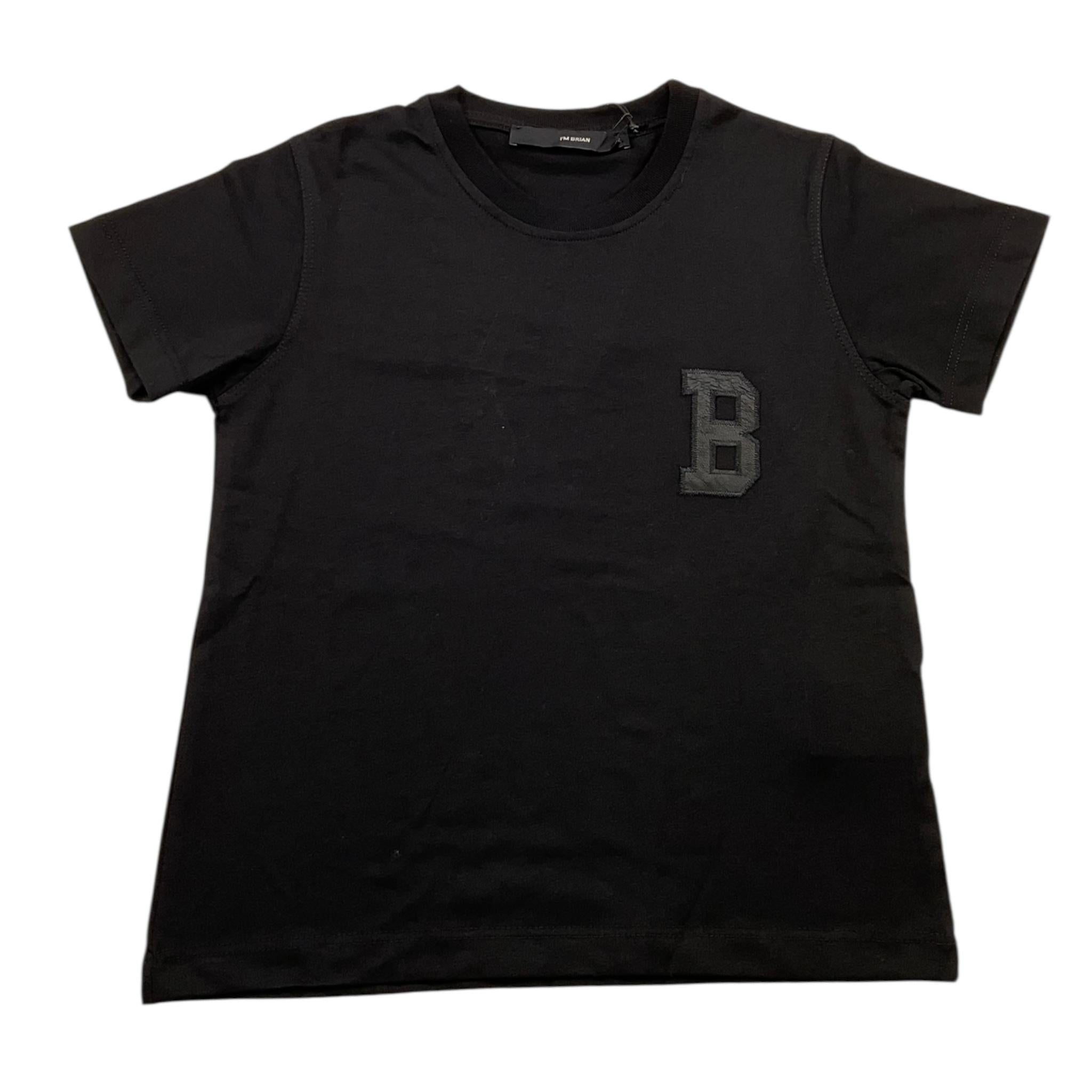 I'M BRIAN t-shirt girocllo tinta unita con stampa Nero per Bambino TS3143J NERO I'M BRIAN 