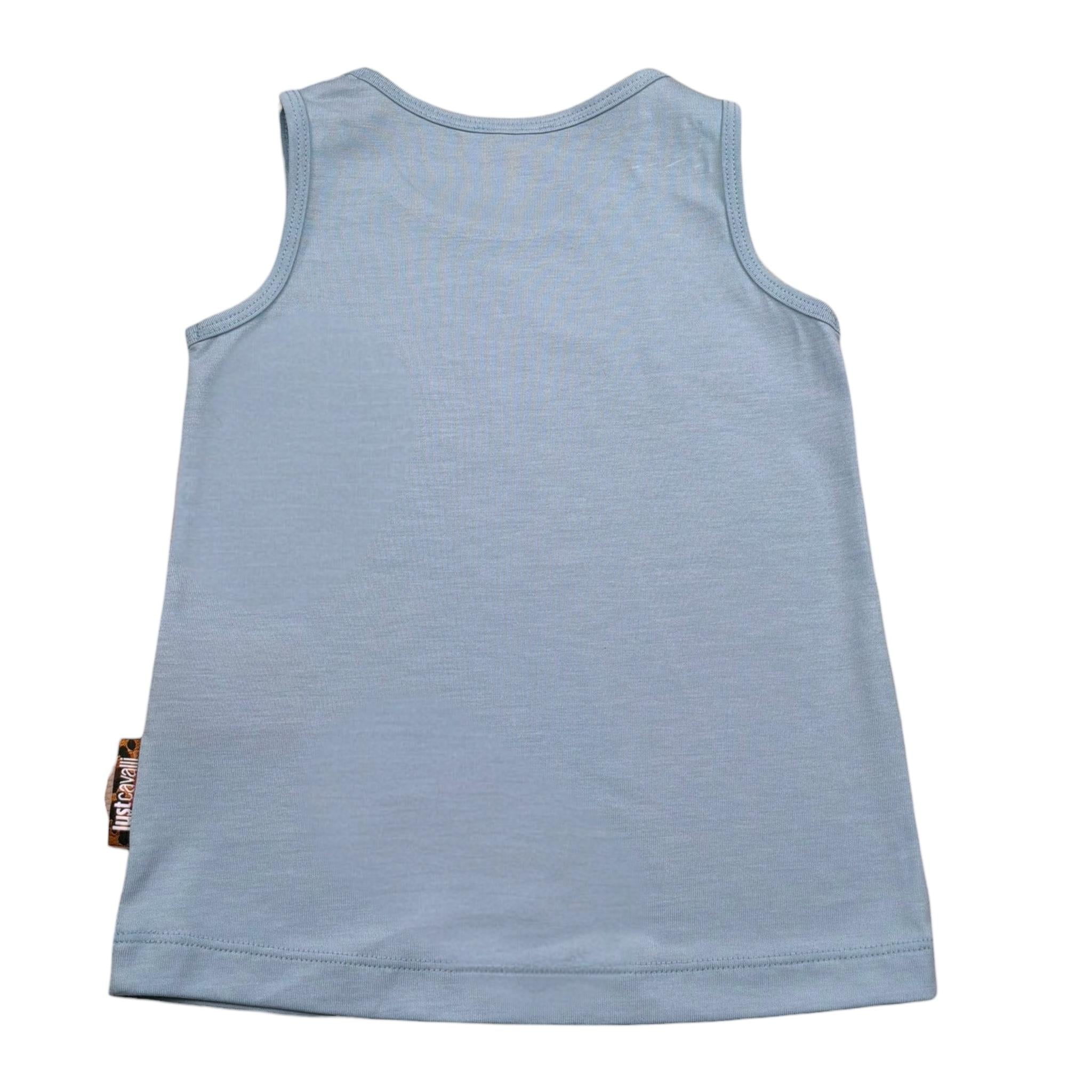 Just Cavalli Canotta Girocollo Tinta Unita con Stampa per Neonata JIP26032CN AZZURRO JUST CAVALLI 