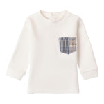 MINI BANDA shirt girocollo tinta unita con taschino in contrasto Panna per Neonato 3A612X PANNA MINI BANDA 