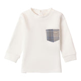 MINI BANDA shirt girocollo tinta unita con taschino in contrasto Panna per Neonato 3A612X PANNA MINI BANDA 