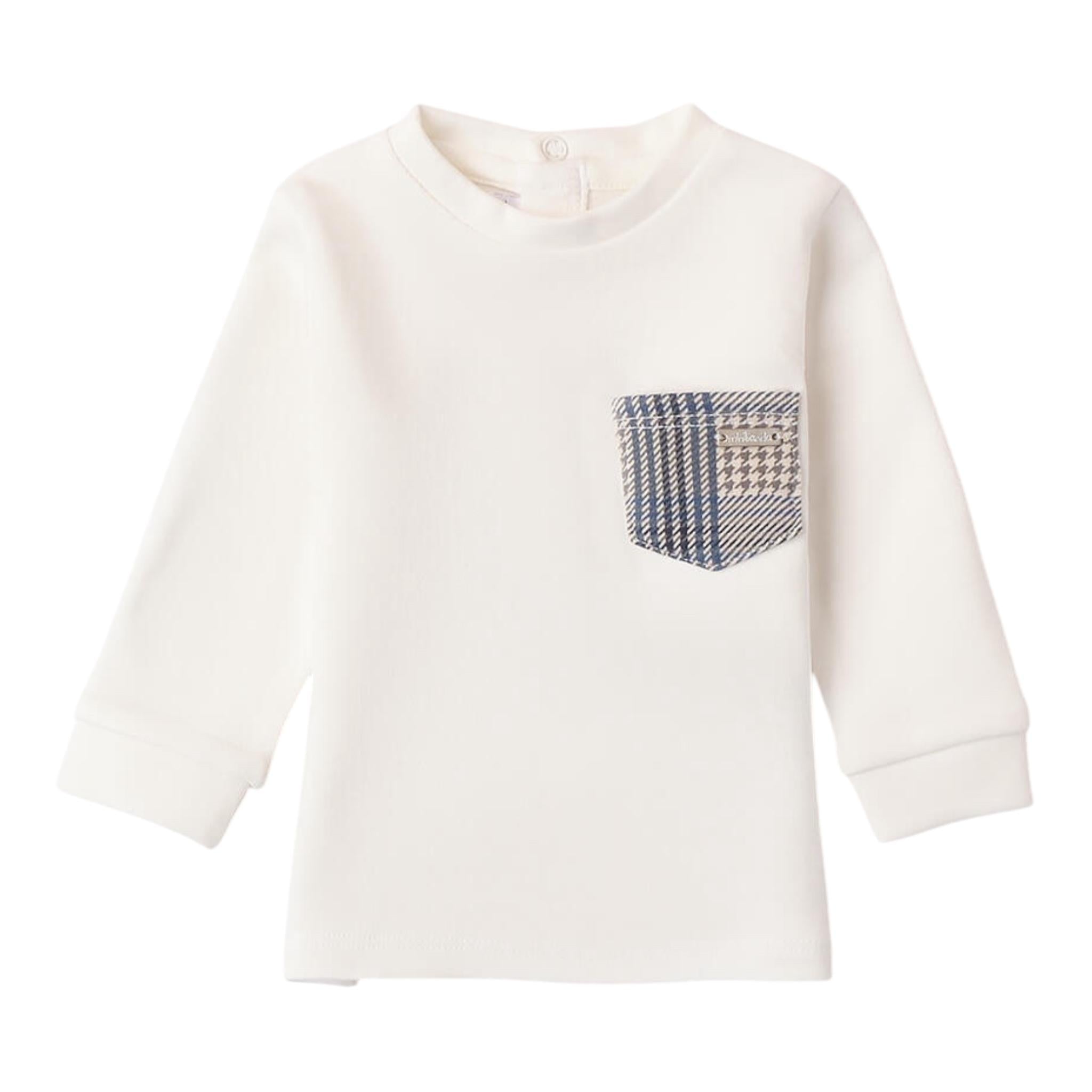 MINI BANDA shirt girocollo tinta unita con taschino in contrasto Panna per Neonato 3A612X PANNA MINI BANDA 