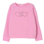 Liu Jo Felpa Chiusa Girocollo Tinta Unita con Logo per Bambina KA5014J ROSA LIU JO 