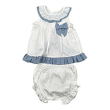 Calamaro Completo 2 Pezzi Camicia-Coulotte con Fiocco per Neonata 22084 BIANCO CALAMARO 