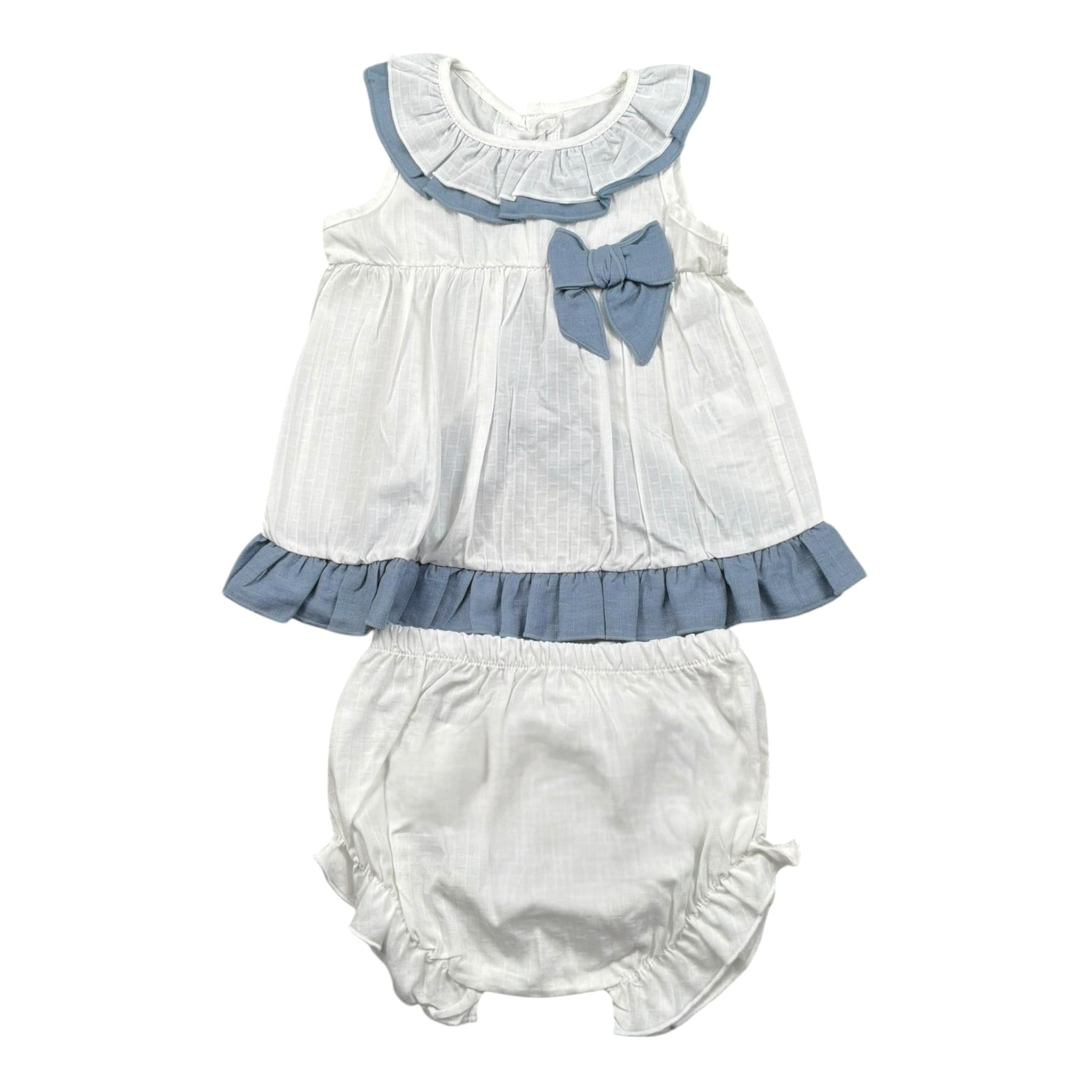 Calamaro Completo 2 Pezzi Camicia-Coulotte con Fiocco per Neonata 22084 BIANCO CALAMARO 