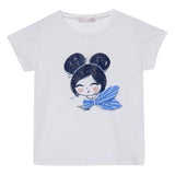 Liu Jo T-Shirt Tinta Unita Girocollo con Stampa per Bambina KA5039XXX BIANCO LIU JO 