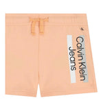 Calvin Klein Completo 2 Pezzi T-Shirt-Bermuda Tinta Unita con Stampa per Neonato IN0IN00072 PESCA CALVIN KLEIN 