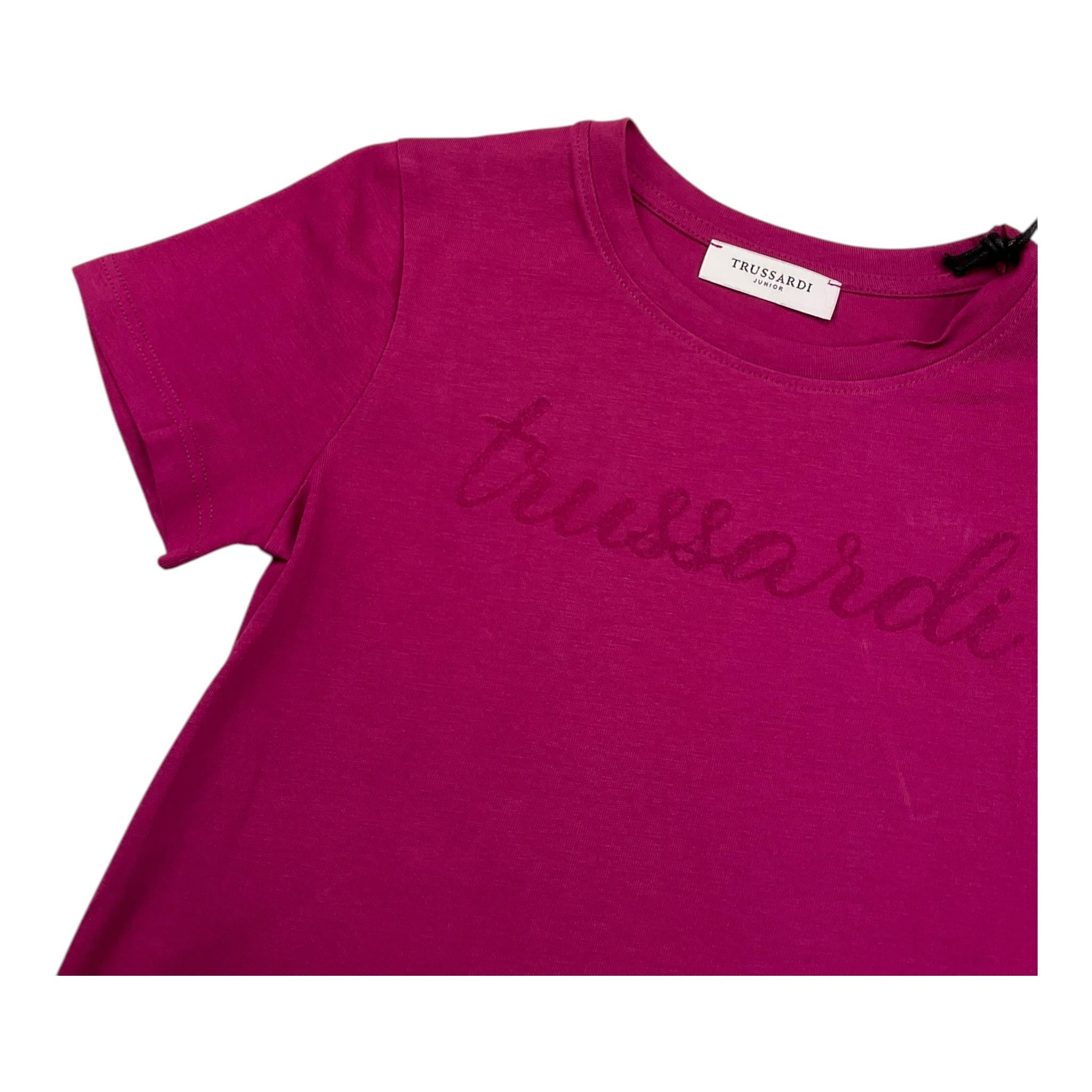 TRUSSARDI t-shirt girocollo tinta unita cn logo Fuxia per Bambina TGA25002 FUXIA TRUSSARDI 