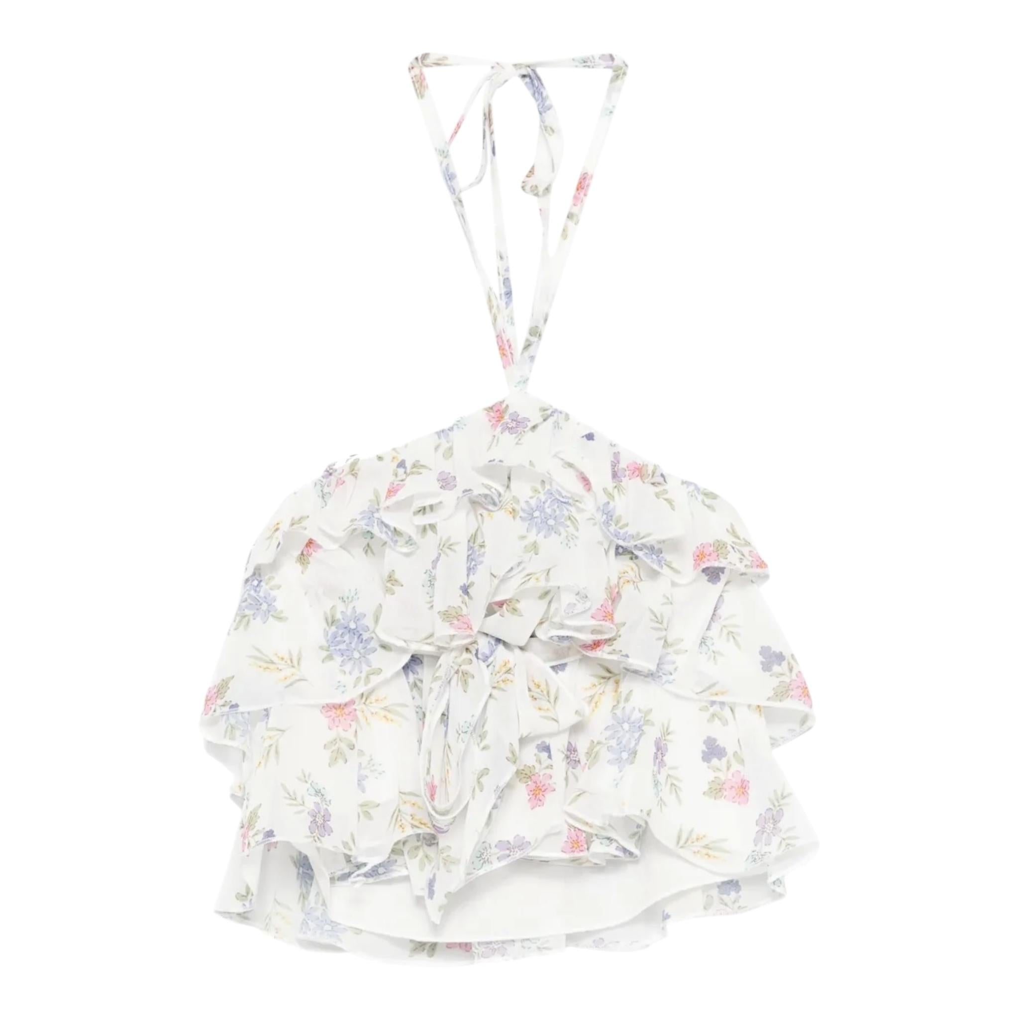 Lu Lu By Miss Grant Top Tinta Unita con Fantasia Fiori per Bambina LL3535 PANNA LU LU BY MISS GRANT 