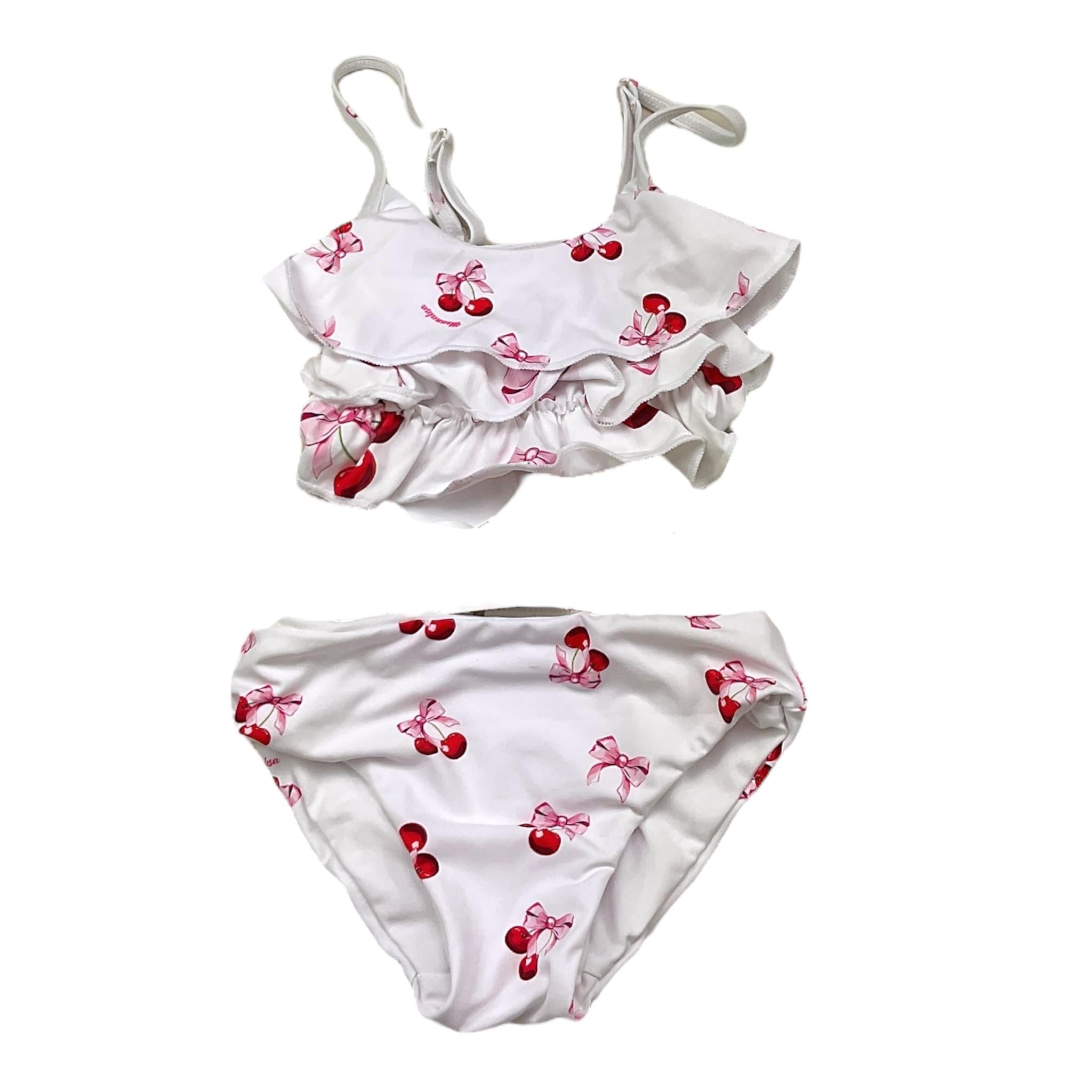 Monnalisa Costume 2 Pezzi Fascia-Slip Tinta Unita con Stampa per Neonata 39C045 BIANCO MONNALISA 