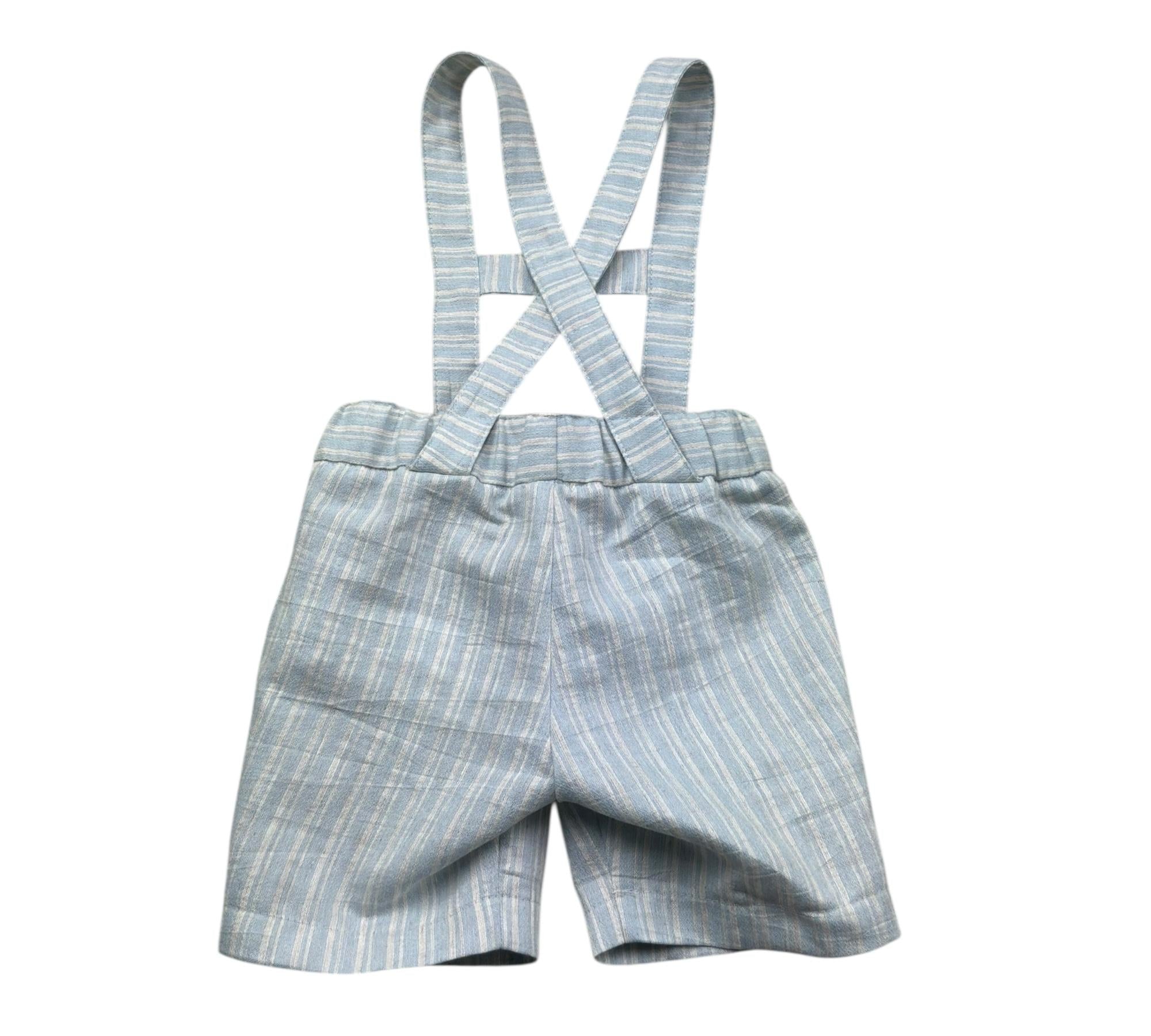 Le Bebe Bermuda con Bretelle Fantasia A Righe per Neonato LBB5377 AZZURRO LE BEBE 